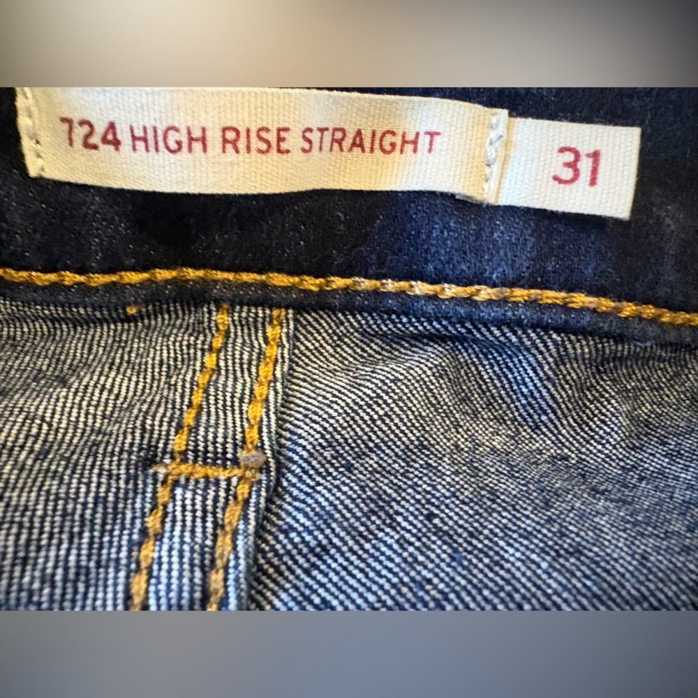 Levi's 724 High Rise Slim Straight Jeans Cast Shadows Dark Wash 31 - Picture 5 of 13